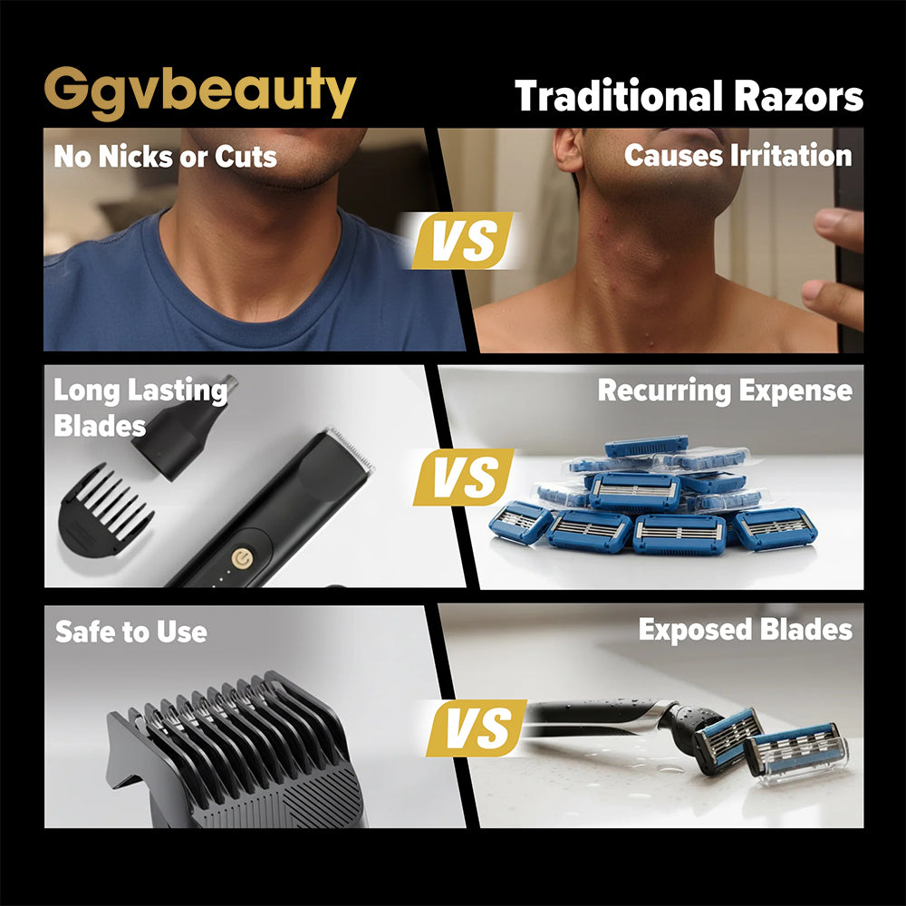 Electric Hair Trimmer for Men & Women – Dual Heads, Waterproof, Replaceable Blades