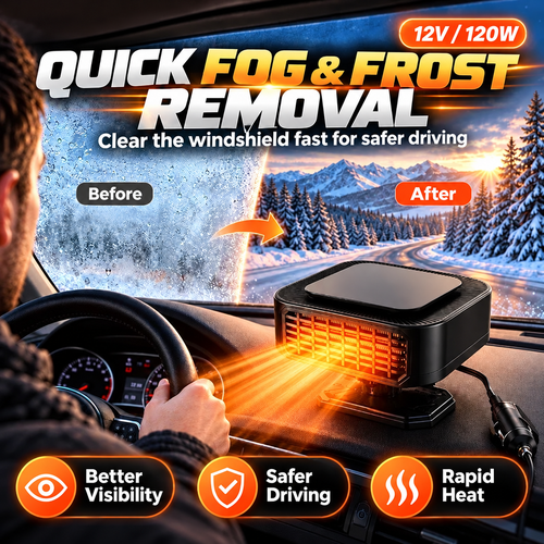 Portable Car Heater Defroster with 360-Degree Rotating Base