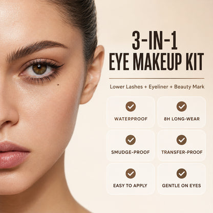 3‑in‑1 Lower Lash, Eyeliner & Beauty Mark Stamp Kit, Portable Makeup Tool