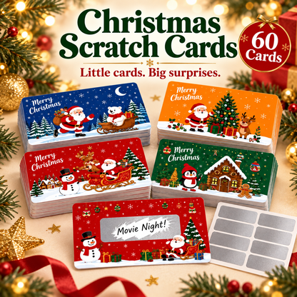 🎄60Pcs Kids Christmas Scratch Off Reward Cards, Xmas Party Supplies