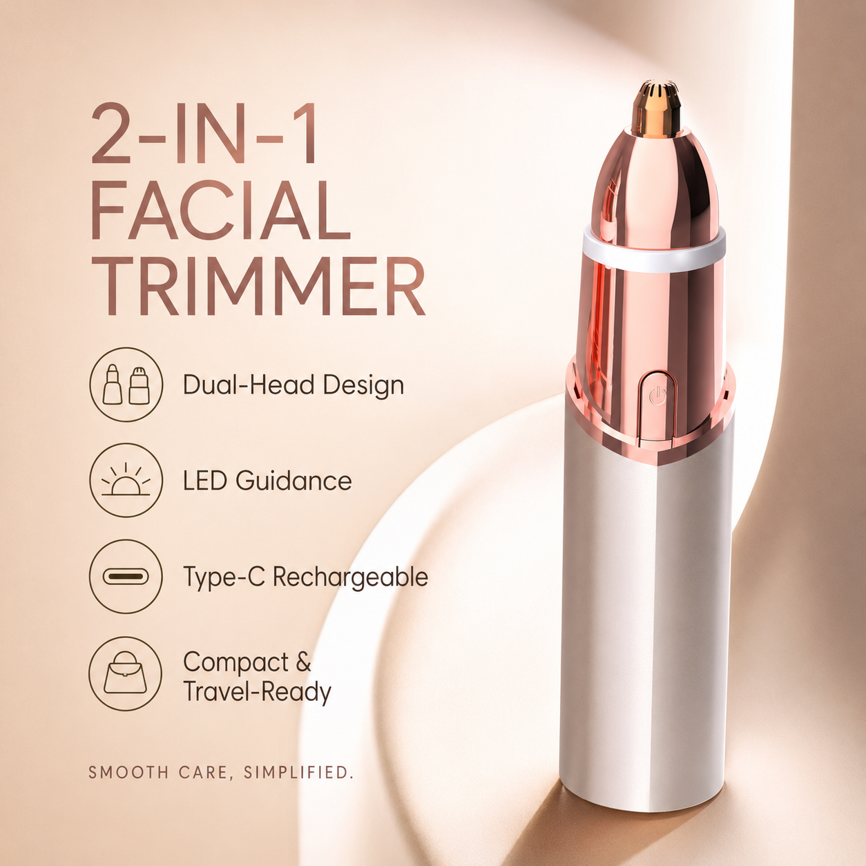 2-in-1 women's eyebrow and facial hair removal device