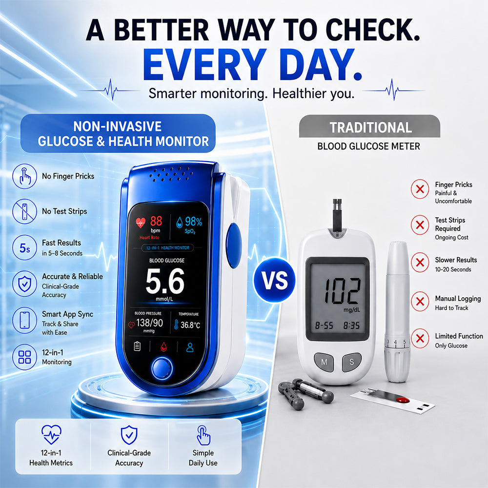⚕️ Non-Invasive Daily Health Tracker | 💧 Needle-Free Wellness Trend Monitoring Device