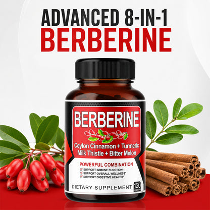 Advanced 8‑in‑1 Berberine Supplement with Cinnamon & Gymnema