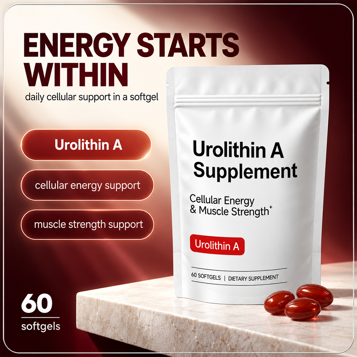 Urolithin A Softgels, Cellular Energy & Muscle Wellness Support