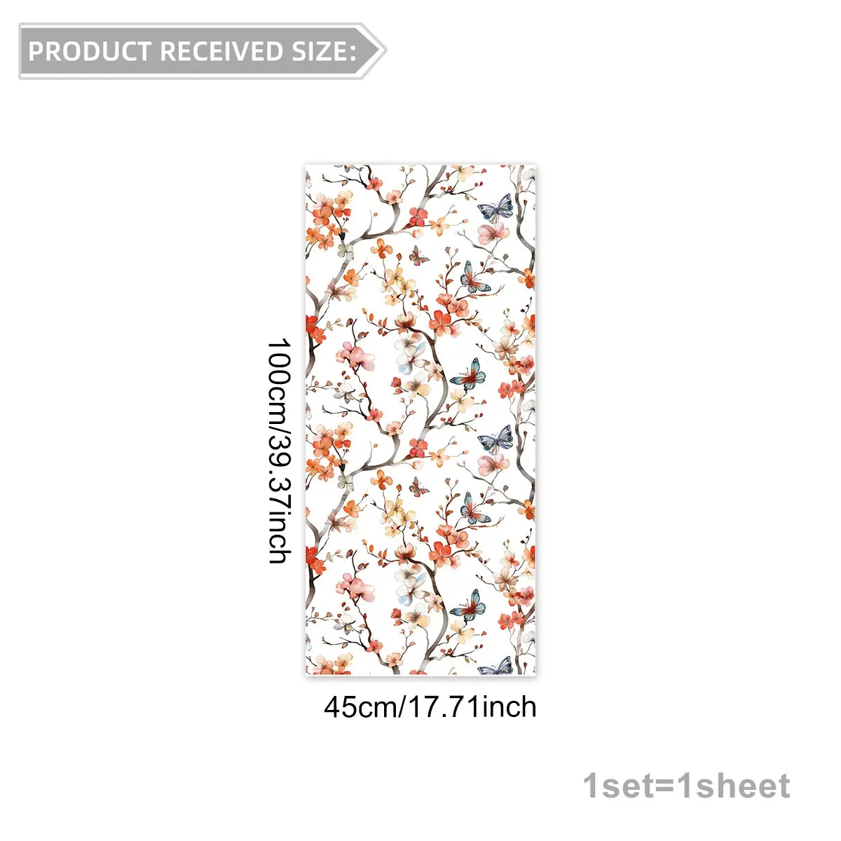 Colorful Floral Butterfly Static Cling Window Sticker