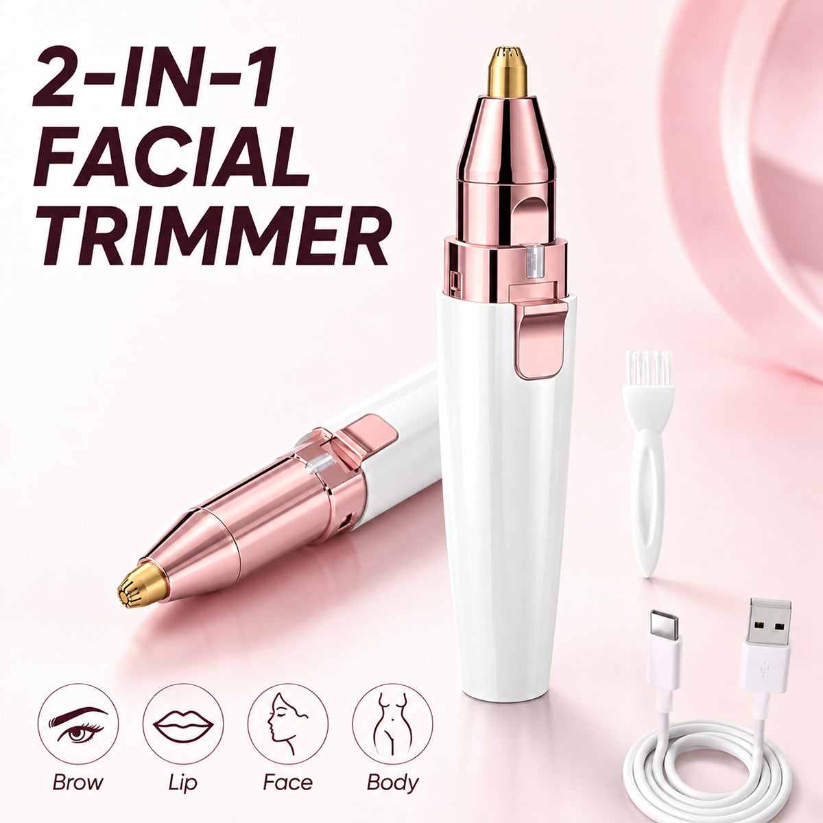 2 in 1 facial & eyebrow hair trimmer