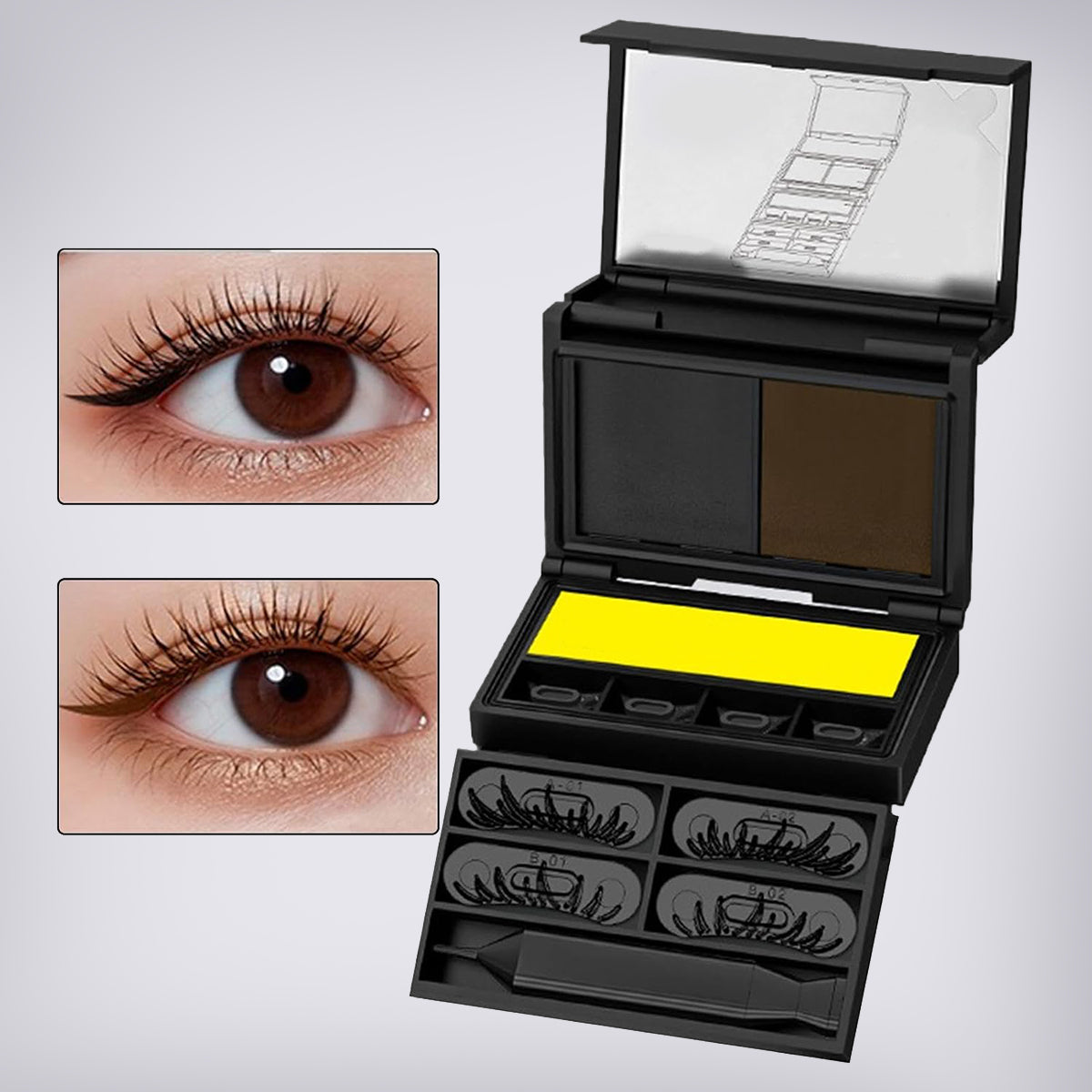 3‑in‑1 Lower Lash, Eyeliner & Beauty Mark Stamp Kit, Portable Makeup Tool