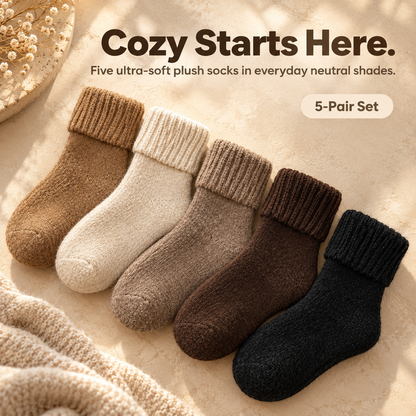 Fleece Lined Ribbed Crew Socks, Cozy Warm