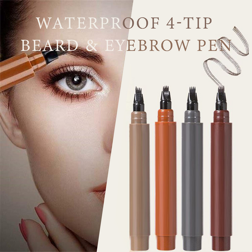 ✨✏️ Waterproof 4-Tip Beard & Eyebrow Pen – Smudge-Proof, Natural Look & Long-Lasting 🌟