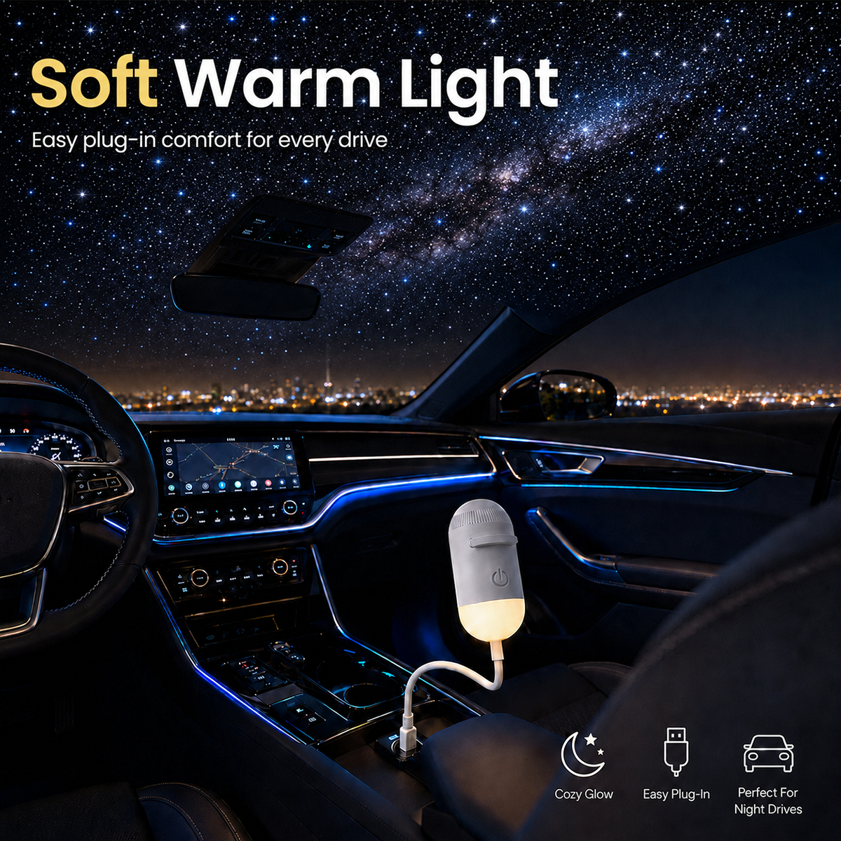 2-in-1 Galaxy Star Projector USB Night Light for Indoor Decor
