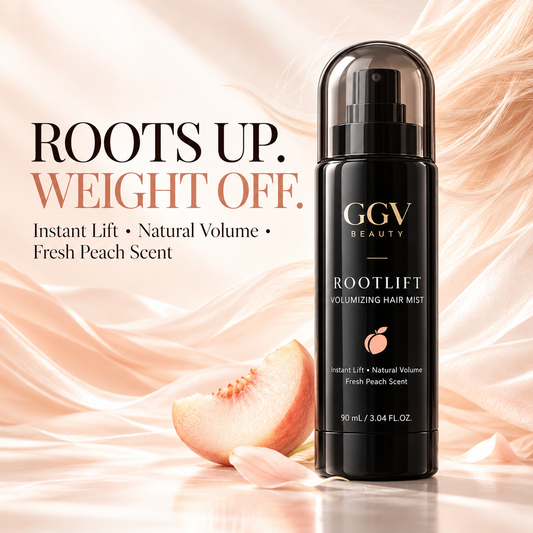 Peach-scented volumizing & setting spray—for lightweight, bouncy hair and long-lasting hold.