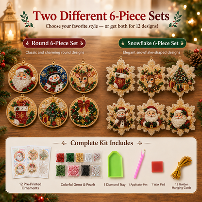 🎄DIY Diamond Painting Christmas Ornaments – 6Pc Set
