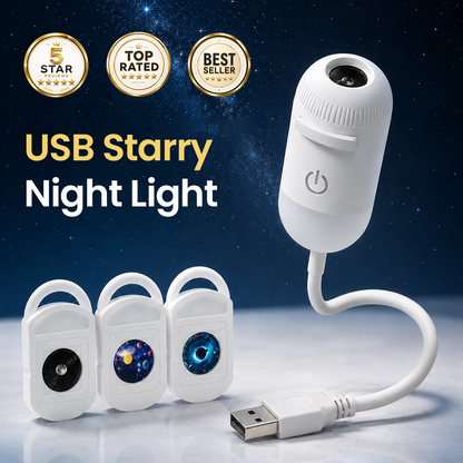 2-in-1 Galaxy Star Projector USB Night Light for Indoor Decor