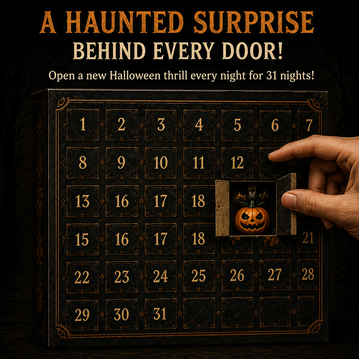 🎉🎃 Nights of Fright Halloween Countdown Box | Unique Mini Figurines, Hanging Charms & Spooky Collectibles 👻✨