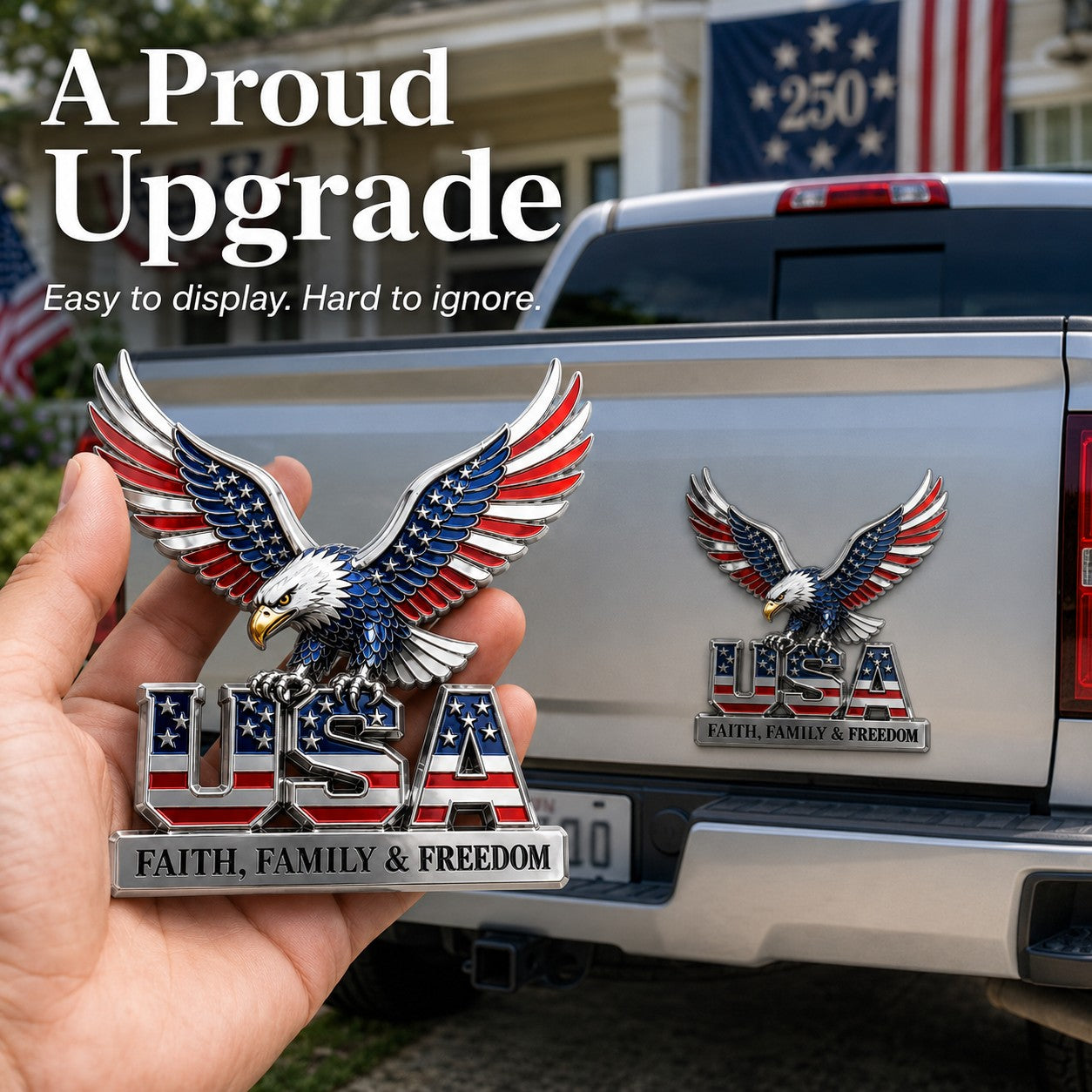 Patriotic 250 Years Metal Emblem