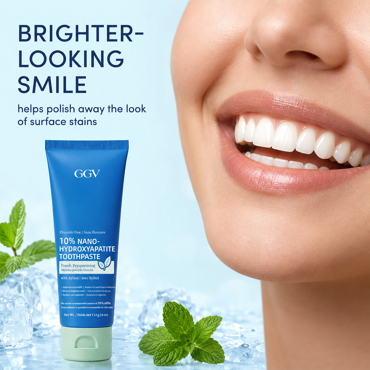10% Nano Hydroxyapatite Whitening Toothpaste, Gentle Enamel Support