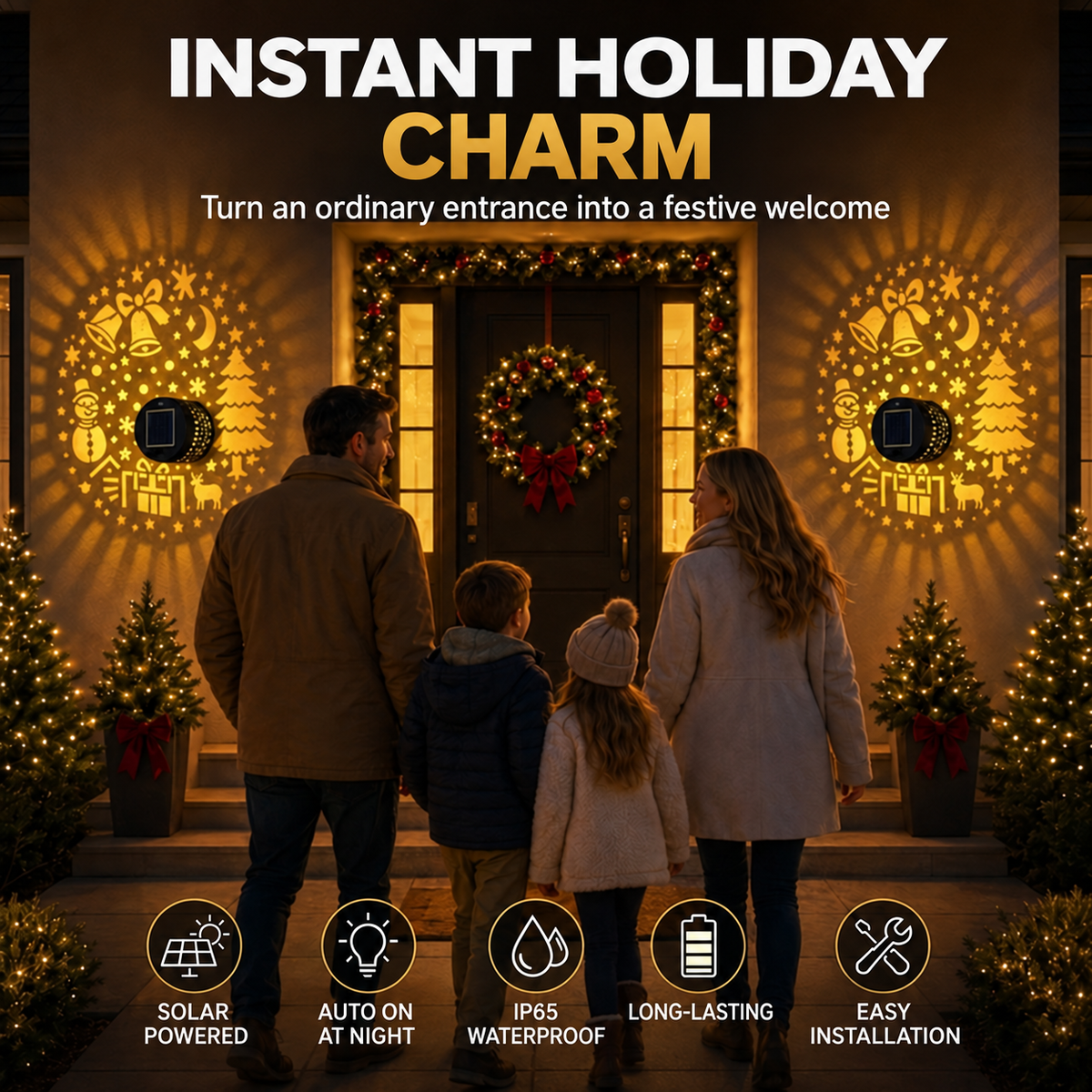 ☀️ Decorative Wall Light: Festive Light Patterns, IP65, Auto-On At Night