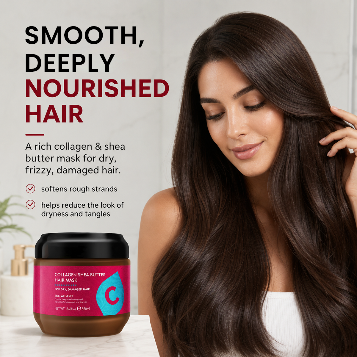 Collagen Shea Butter Hair Mask for Dry Damaged Hair, All Hair Types