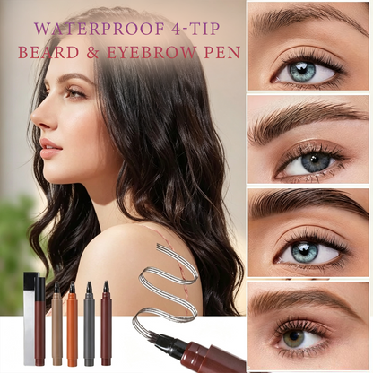 ✨✏️ Waterproof 4-Tip Beard & Eyebrow Pen – Smudge-Proof, Natural Look & Long-Lasting 🌟