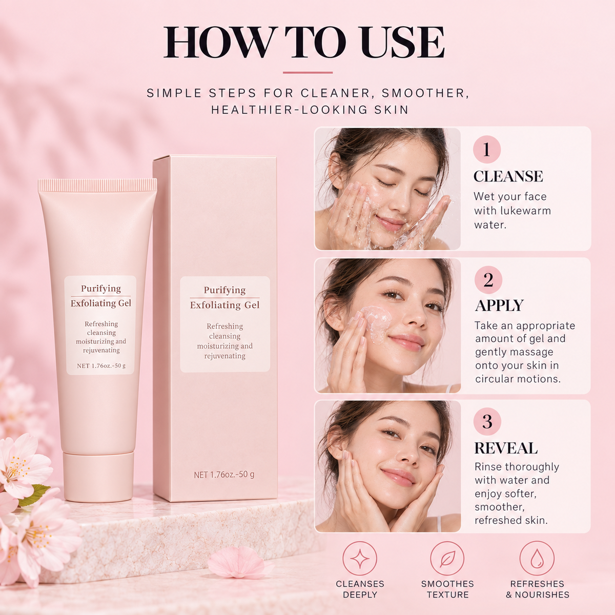 Gentle Facial & Body Exfoliating Gel for Skin Refreshing