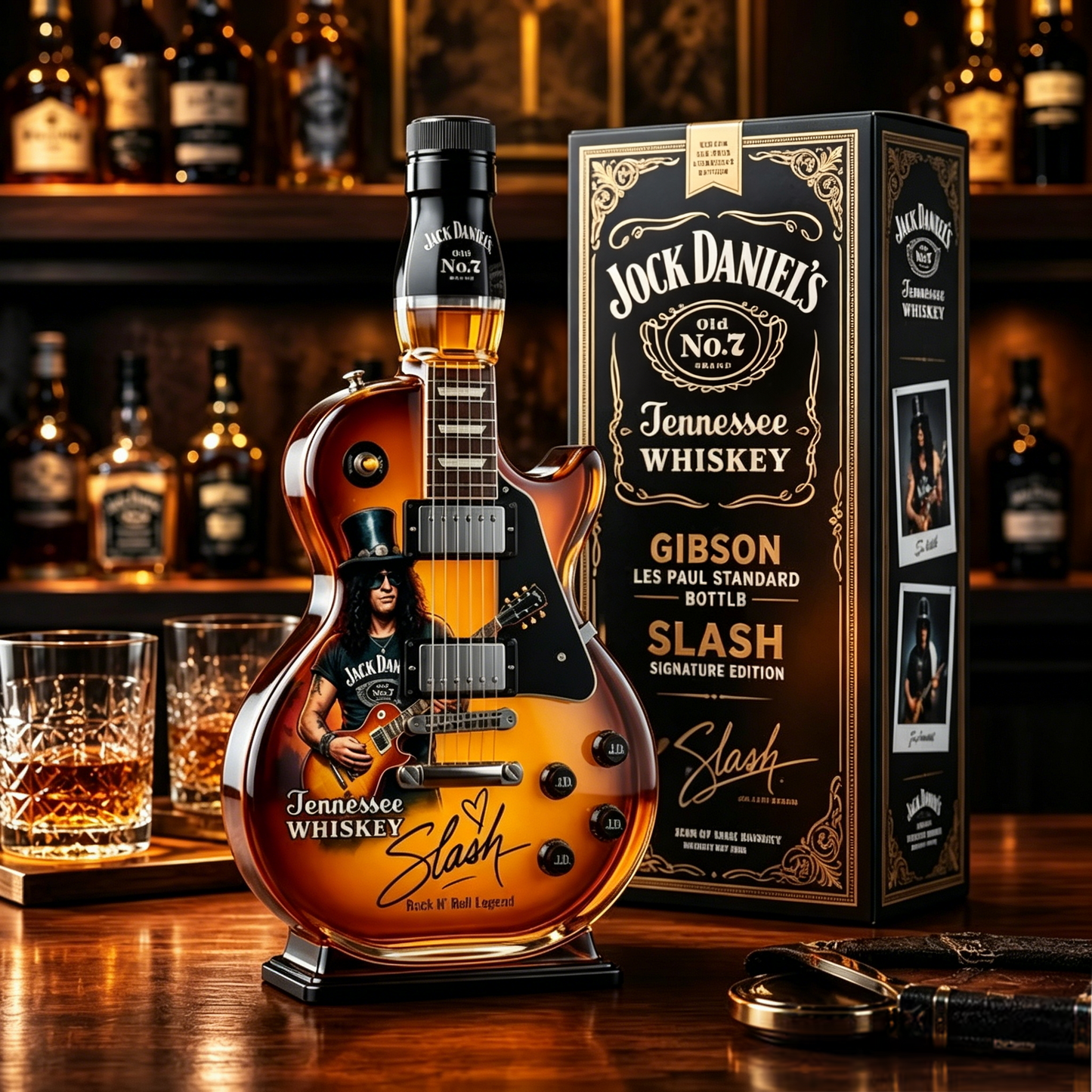 Vintage Sunburst Guitar Shaped Figurine Spirit Decanter Bottle