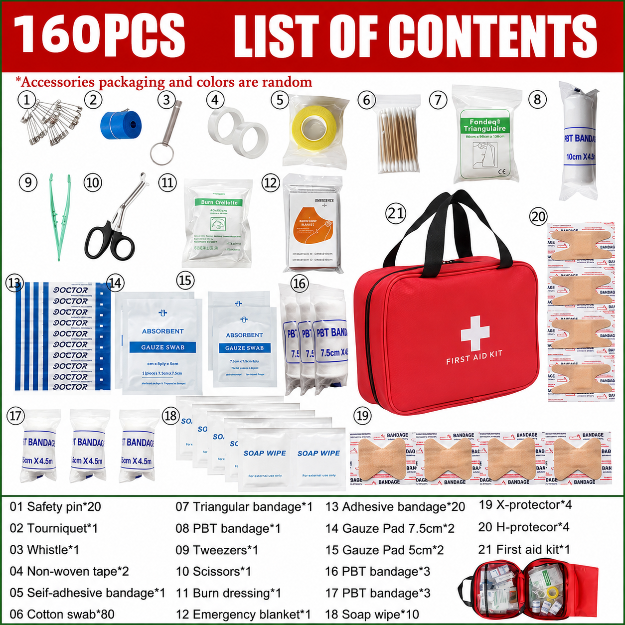 🆘160Piece Waterproof First Aid Kit for Emergencies