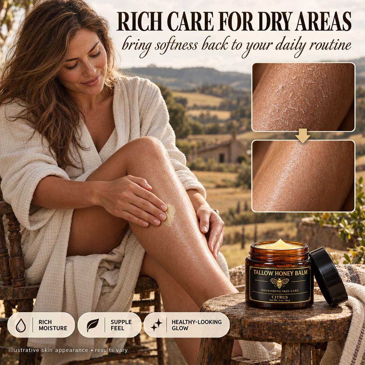 Beef Tallow and Honey Balm for Skin - Handmade All-Natural Moisturizer