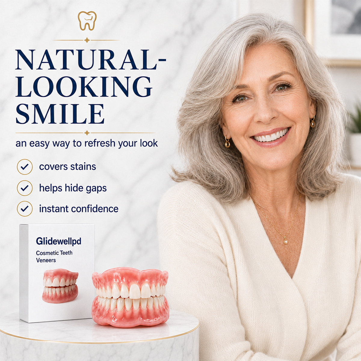 Comfort Full‑Cover Dentures for Senior Women