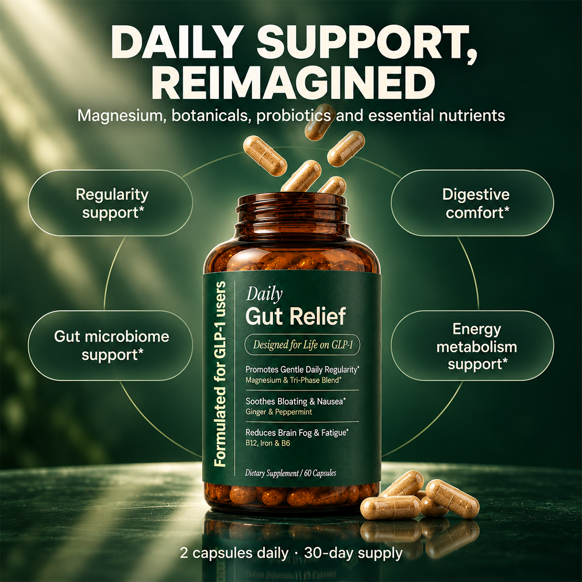 Daily Gut Relief Digestive Support Capsules, 60 Count