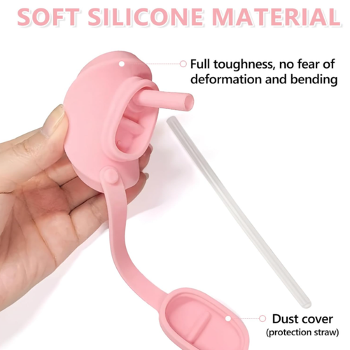 Silicone Can Lid Reusable Leakproof Airtight Cover with Straw and Handle