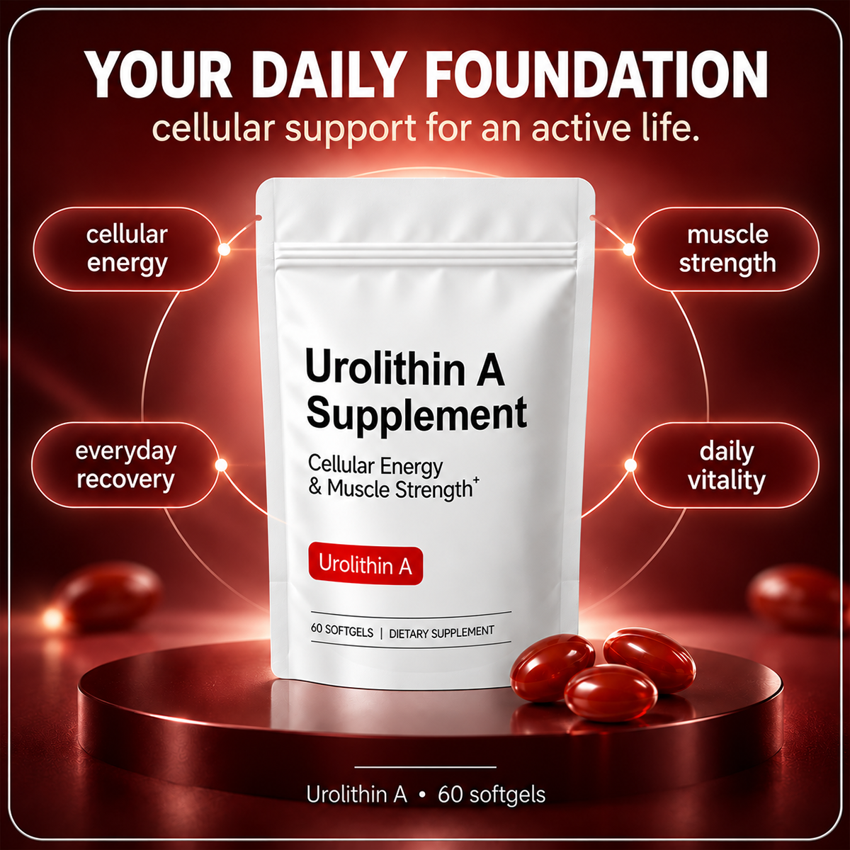 Urolithin A Softgels, Cellular Energy & Muscle Wellness Support