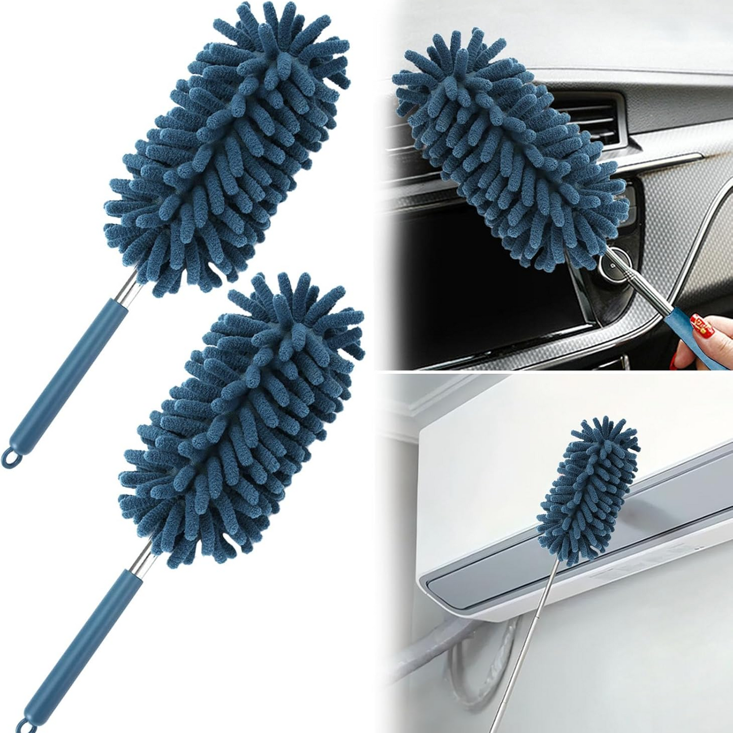 Retractable Car Interior Duster with Extension Pole – Soft Dashboard & Vent Cleaning Brush, Long Handle Detailing Tool