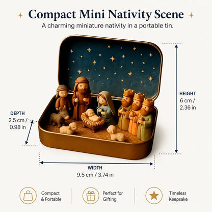 ✝️ Mini Nativity Scene Keepsake Tin — 🙏Pocket-Sized Christmas Holy Family Set