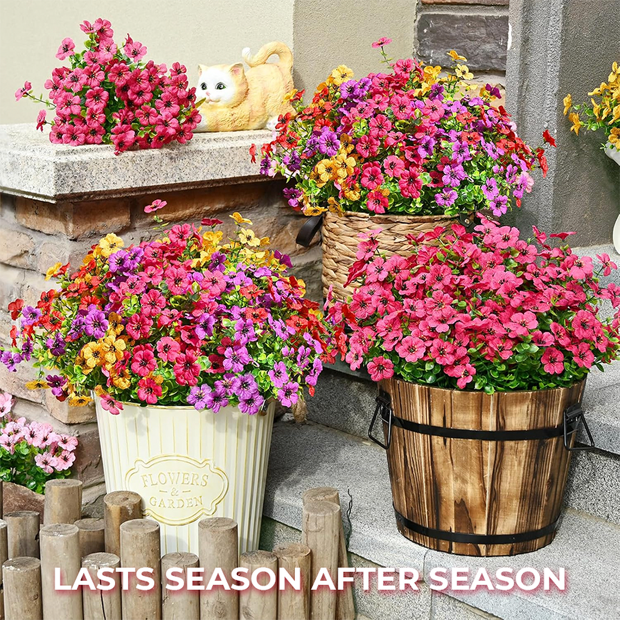 Halloween Artificial Fall Flowers, Realistic UV Resistant Zero Maintenance Outdoor Decor