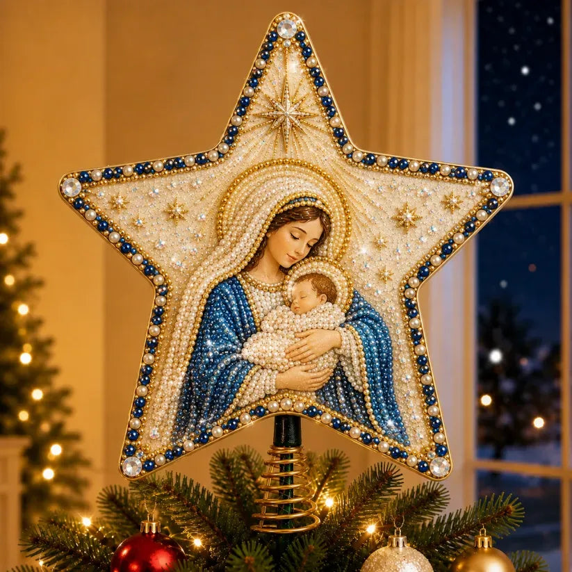 ⭐ Faith Inspired Pearl Diamond Art Christmas Tree Topper Craft Kit
