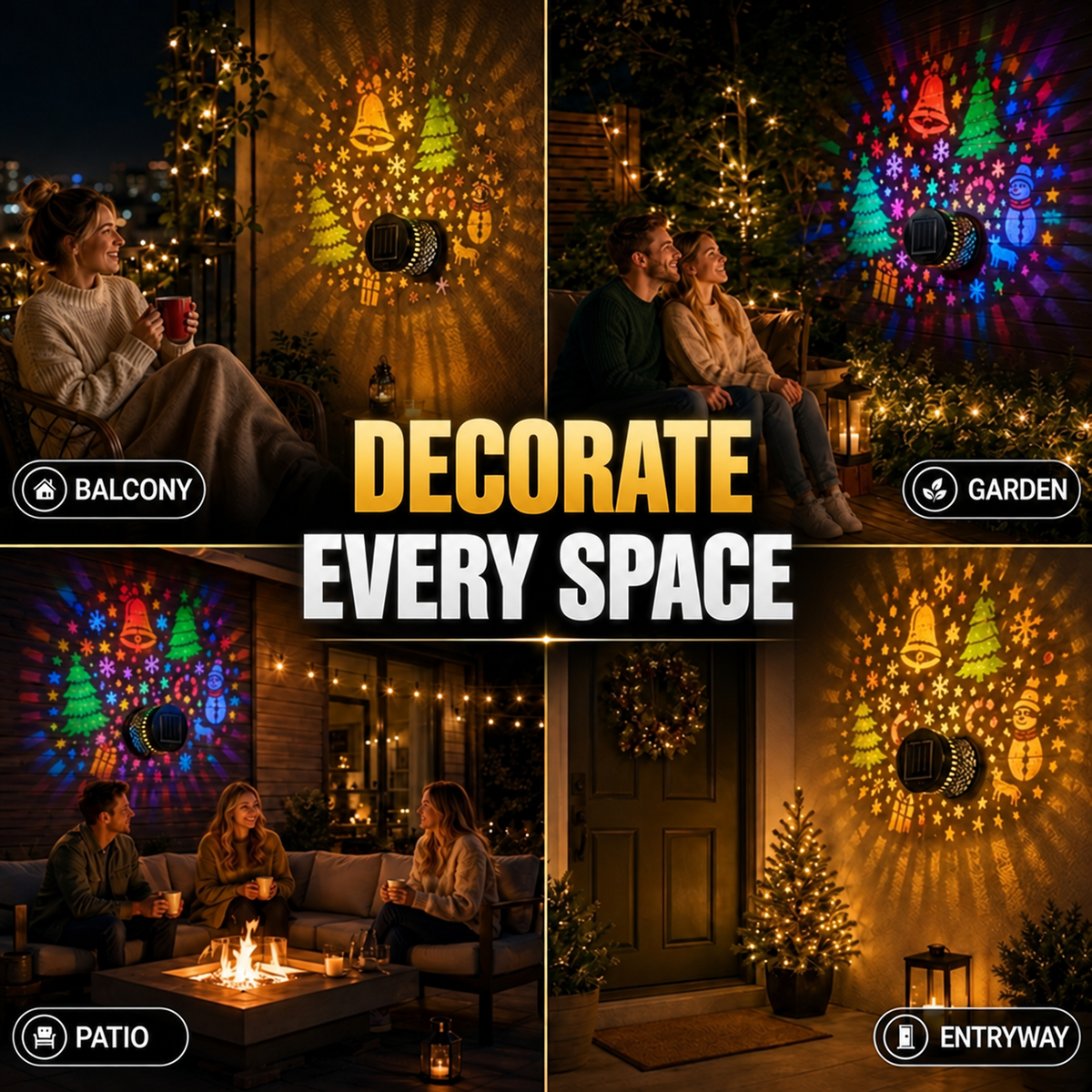 ☀️ Decorative Wall Light: Festive Light Patterns, IP65, Auto-On At Night