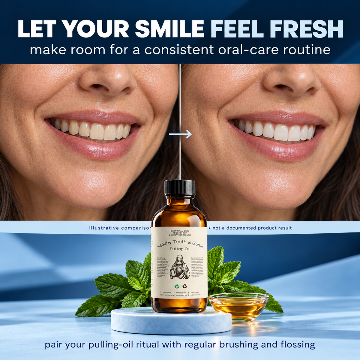 Natural All-In-One Oil Pulling Rinse for Oral Care