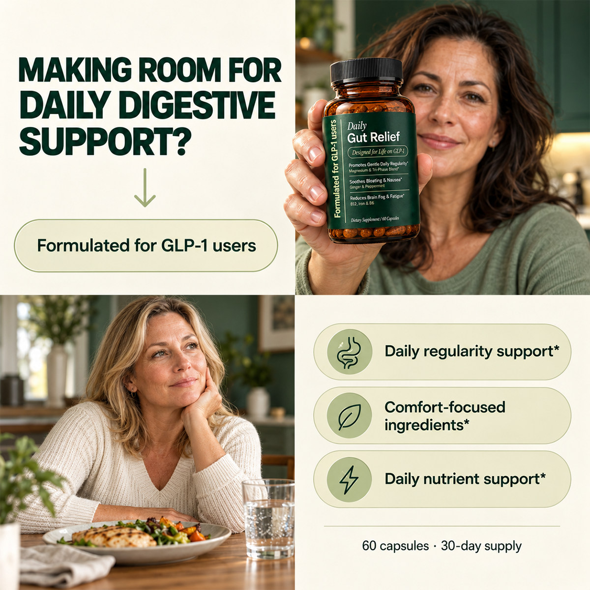 Daily Gut Relief Digestive Support Capsules, 60 Count