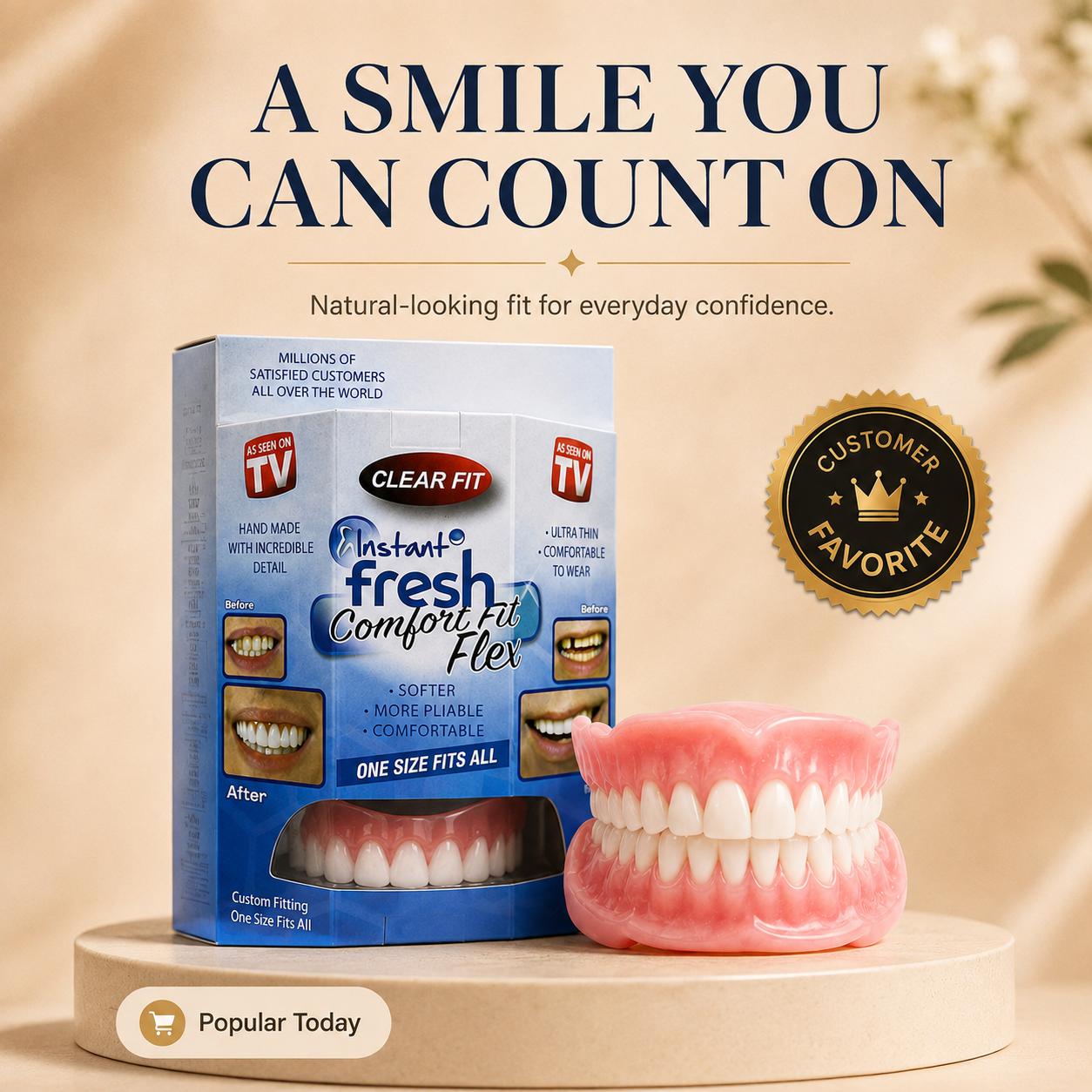 Comfort‑Fit Flexible Cosmetic Teeth for Senior Men