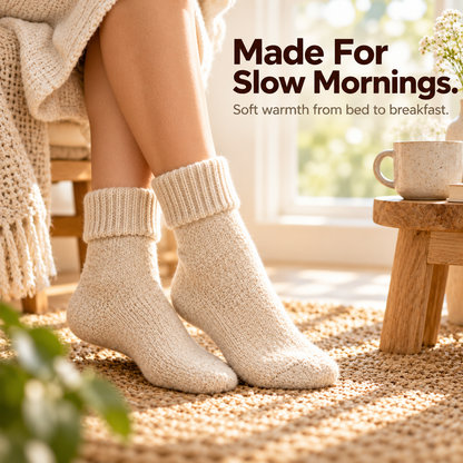 Fleece Lined Ribbed Crew Socks, Cozy Warm