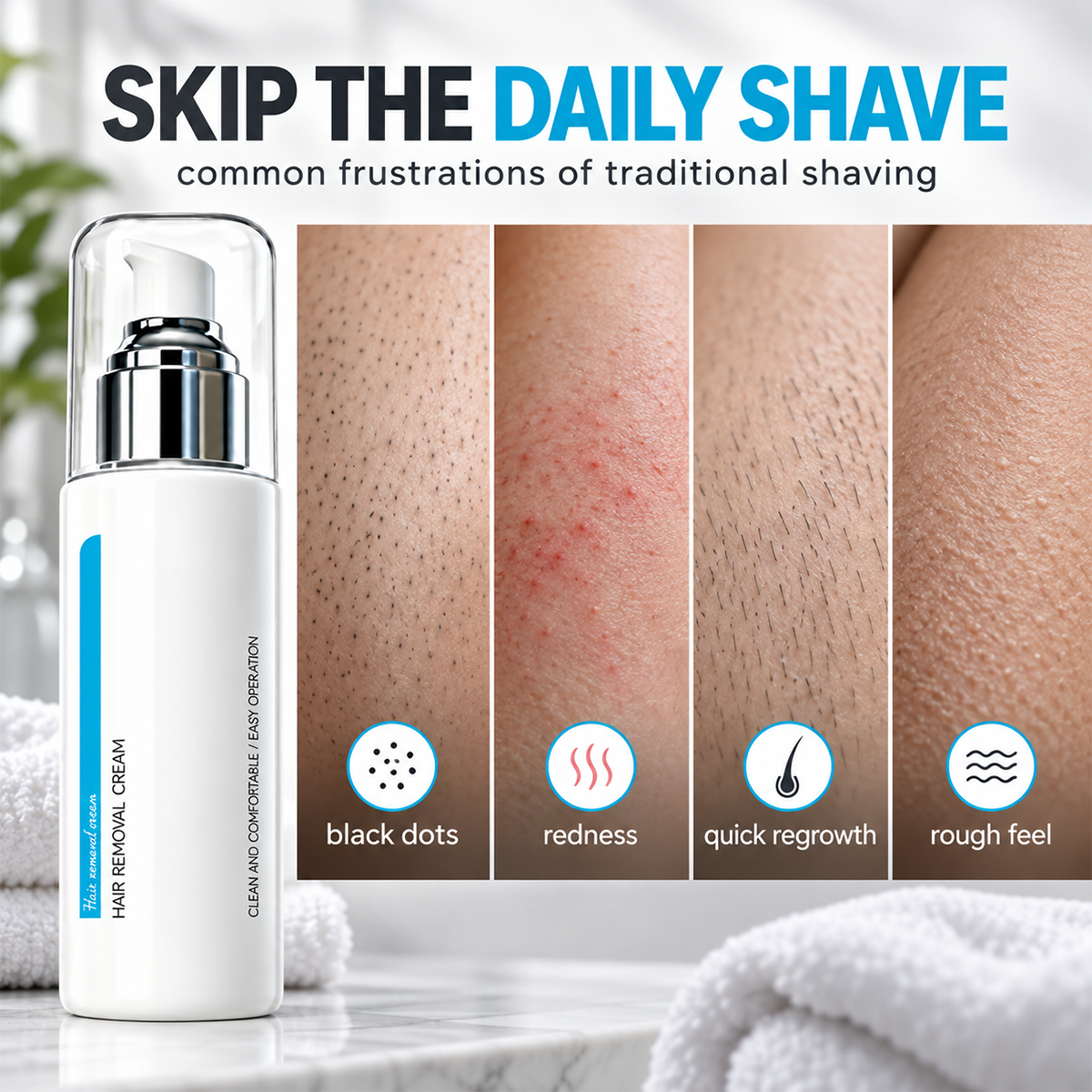 ❄️🌸 Ice‑Cooling Hair Removal Cream – Gentle for Sensitive Skin ✨
