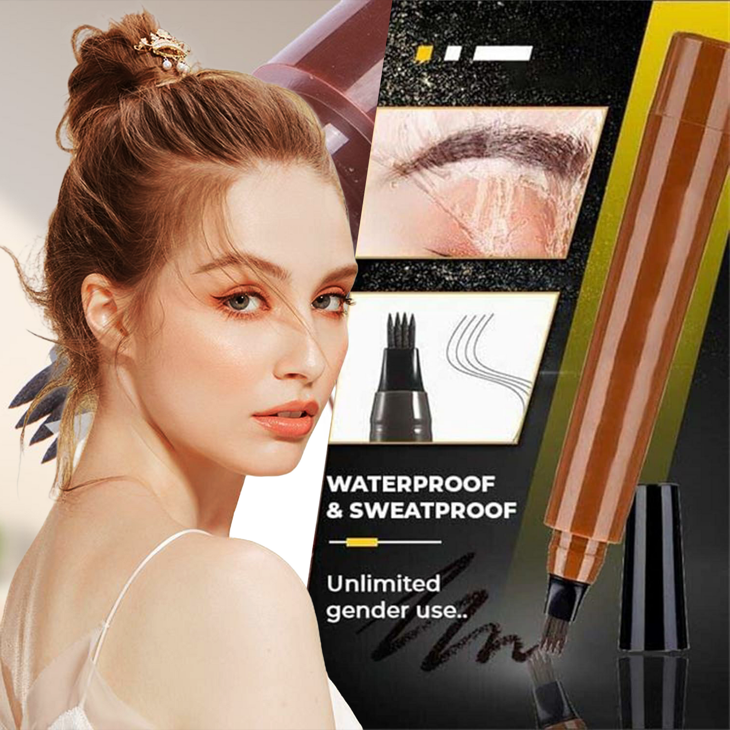 ✨✏️ Waterproof 4-Tip Beard & Eyebrow Pen – Smudge-Proof, Natural Look & Long-Lasting 🌟