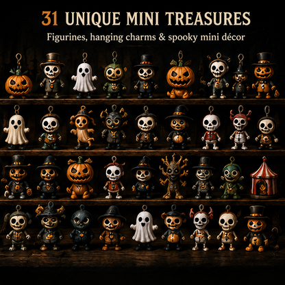 🎉🎃 Nights of Fright Halloween Countdown Box | Unique Mini Figurines, Hanging Charms & Spooky Collectibles 👻✨