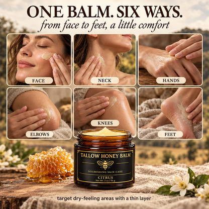 Beef Tallow and Honey Balm for Skin - Handmade All-Natural Moisturizer