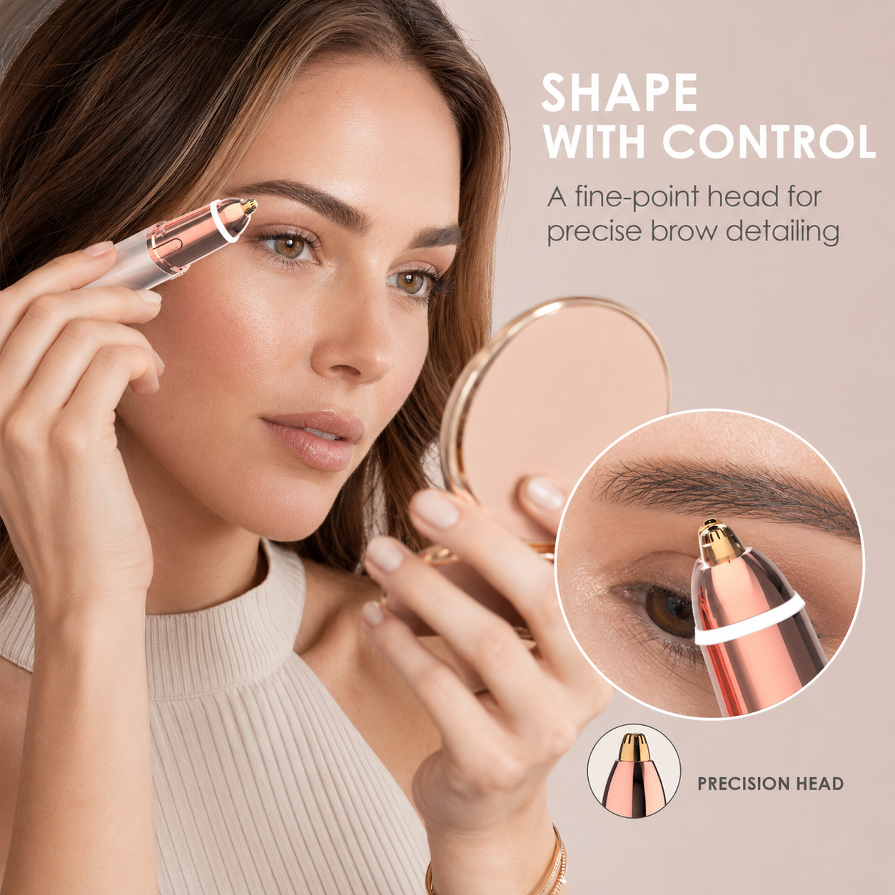 Precision eyebrow trimmer used to refine brow edges