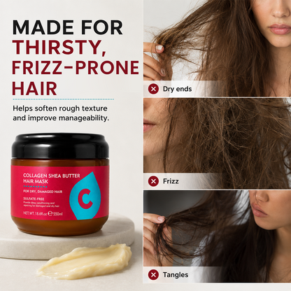 Collagen Shea Butter Hair Mask for Dry Damaged Hair, All Hair Types
