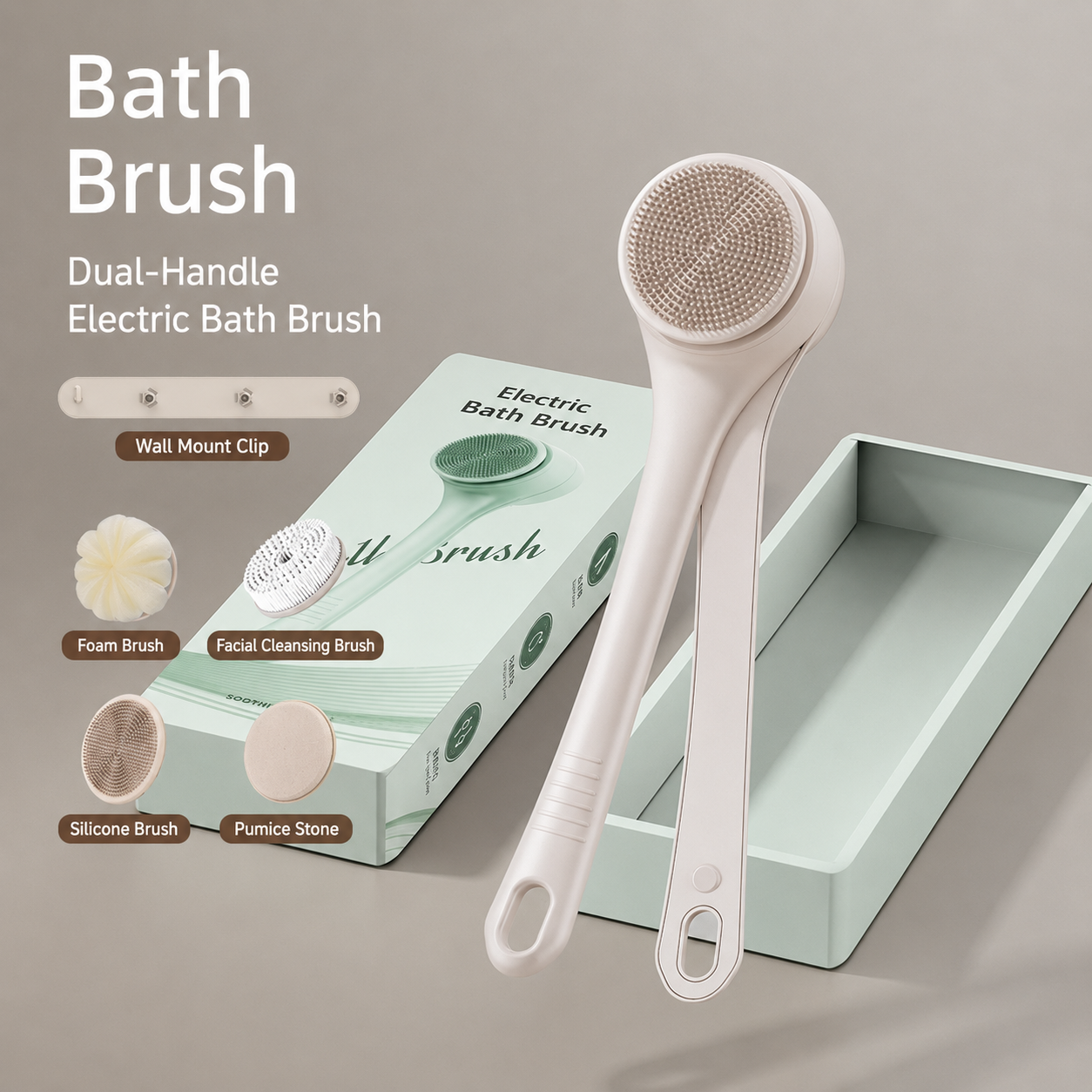 Electric Body Brush Back Scrubber - Dual Handle