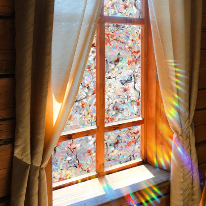 Colorful Floral Butterfly Static Cling Window Sticker