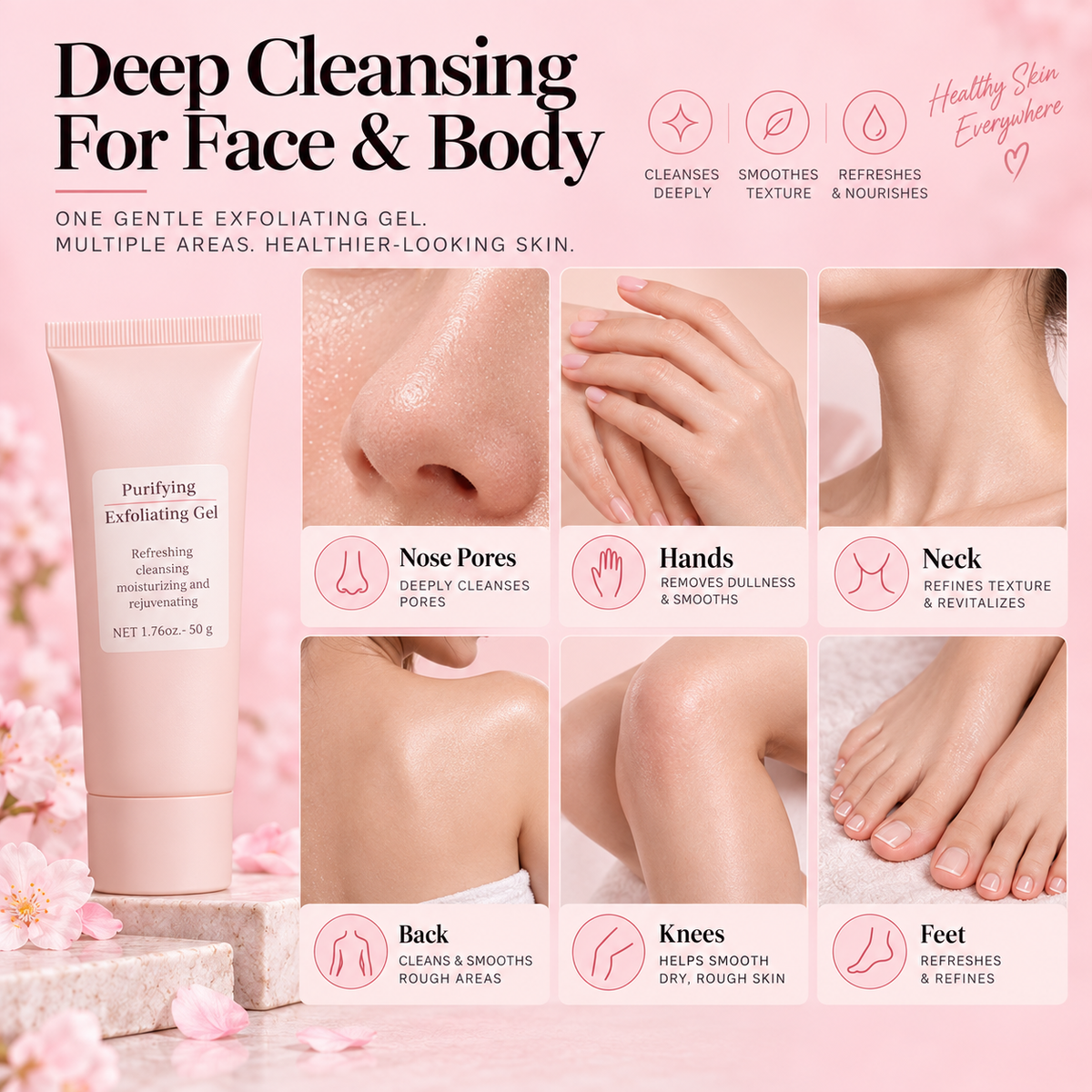 Gentle Facial & Body Exfoliating Gel for Skin Refreshing
