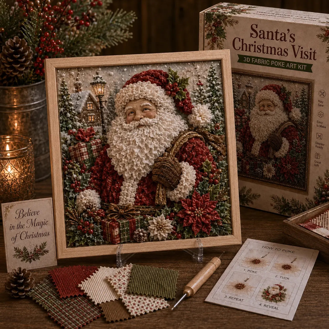 ⛄ DIY Snowman Fabric Poke Art Kit, Handmade 3D Christmas Holiday Decoration Craft Set